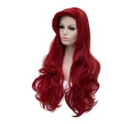 Vaguelly 1Pièce Perruque Longue Bouclée Fibre Température Vin pour Halloween Cosplay et Fêtes Style Naturel Facile à Entretenir