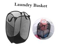 Vaguelly 1pièces Panier à Linge Pliable Pour Vêtements Pantalons Soutien-gorge Noir Maille Respirante Poignées