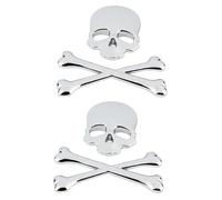 Vaguelly 2 Pièces Autocollant De Voiture 3D Logo Emblème De Voiture 3D Décalcomanies Tête De Mort Crâne en Métal Cool Stickers De Course Stickers Sticker Pirate Personnalité Ailes Latérales