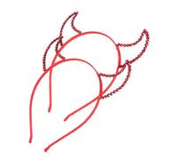 Vaguelly 2 Pièces Bandeau Cornes Démon Rouges Accessoire Halloween et Portable Décoration pour Costume Fête