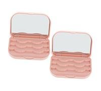 Vaguelly 2 pièces Boîte de Rangement pour Cils Étui de Stockage pour Faux Cils Pratique et Élégant pour Voyage et Organisation Couleur Rose