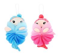 Vaguelly 2 Pièces Boule de bain Baignade mousse pour balle enfants se baignant fun mignonette Doux Hygiène bleigießen bluch pink éponge luffa de de salle de bain laveurs de corps pe