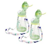 Vaguelly 2 Pièces Bouteilles Eau pour Garçon Fille avec Couvercle à Gobelets Kawaii Design Mignon avec Parfaits pour Activités Scolaires Camping Vert