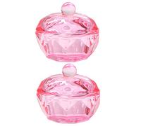 Vaguelly 2 Pièces bouts d'ongles clairs portable faut ongle plat de monomère d'ongle Plat porte-monomère clou petit plat en verre pour monomère plat de monomère avec couvercle Un verre rose