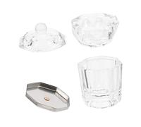 Vaguelly 2 Pièces Coupe En Cristal D'art D'ongle Bol Liquide Monomère Pour Les Ongles Tasses Trousses Pompe Plateau De Nail Art Trousse De Vernis à Ongles En Gel Doigt Un Verre Transparent