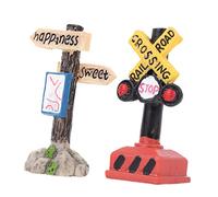 Vaguelly 2 Pièces Décor Aquarium Résine de Ornements Micro pour Paysage avec Panneau Directionnel et Feu de Circulation Accessoires Décoratifs pour Aquariums et