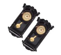 Vaguelly 2 Pièces Horloge Murale Miniature Vintage Décoration Réaliste pour Maison de Poupée Accessoires Compacts pour Aménagement Intérieur Rétro