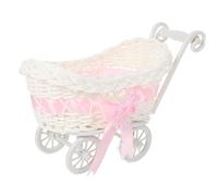 Vaguelly 2 Pièces Paniers Tissés De Fête Siège D'enfant Landau De Poupée Landau En Osier Jouet De Voitures Boîtes Bébé Pour Shower Panier à Bonbons En Rotin Jouet Poussette Rose Pp