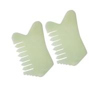 Vaguelly 2 pièces Peigne de Massage Jade Naturel Outil Portable pour Massage Facial et Corps Peigne de Grattage pour Soin Peau et Relaxation