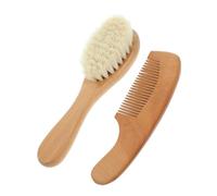 Vaguelly 2 Pièces peigne et brosse en bois séchage bain filet jouets poil encapuchonné nasale shampooing serviette peigne en bois pour bébé brosse de pour bébé Bambou Khaki