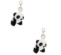 Vaguelly 2 Pièces Porte-clés en Peluche Farci Bonjour Porte-clés Animal en Peluche Service Porte-clés Animaux Accessoire Porte-clés Panda en Dessin Animé Rembourré Alliage De Zinc