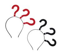 Vaguelly 2 Pièces Serre-tête Question Mark Créatif Accessoires Coiffure Amusants pour Festival Bandeaux Rouges et Noirs Unisexes Couvre-chefs Originaux pour Fête