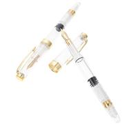 Vaguelly 2 Pièces Stylo-plume à Encre Absorbante, Portable, Écriture Fluide | Abs, Style, Usage Bureau et École, Rechargeable, Couleur Or, Adapté aux Cours la Calligraphie
