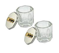 Vaguelly 2 pièces Tasse Verre Transparent pour Nail Art Coupe Octogonale avec Couvercle Cuivre Récipient pour Liquide et Accessoire Professionnel pour Salon et Usage Domestique