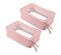 Vaguelly 2 pièces Trousse de Toilette Transparente PVC Sac Cosmétique Portable Étanche pour Voyage Rangement Compact pour Maquillage et Articles de Toilette Femmes