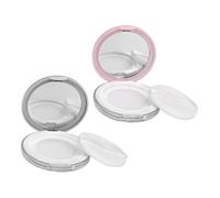 Vaguelly 2 Pièces Ultra Thin Empty Travel Compact Case With Elastic Mesh Sifter And Mirror Refillable Loose Powder Container With Puff For Diy Makeup And All Skin Types