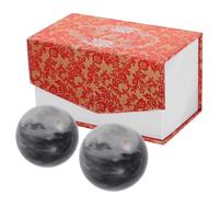Vaguelly 2pcs Boules de Jade Baoding pour Massage Profond et Contemplation, Balle de Musculation Main Portable en Jade Noir 5cm avec Boîte, du Stress et Design Ergonomique