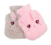 Vaguelly 2pièces Bouillotte Lapin Peluche Réutilisable Poche Eau Chaude Pour Hiver Chauffe-mains Pour Fille