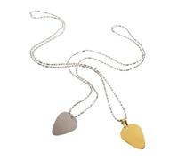 Vaguelly 2Pièces Collier Pendentif Médiator de Guitare Acier Inoxydable Pendentif Décoratif Créatif avec Chaîne Guitaristes et Amateurs de Musique