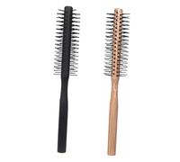 Vaguelly 2pièces Peigne à Boucle Bois Set De Brosse Ronde Nylon Pour Séchage Souffle Et Coiffage à Domicile Peigne Antistatique Bois Naturel Et Noir