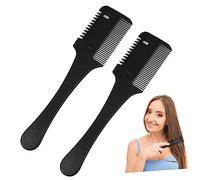Vaguelly 2pièces Peigne Effileur Double Face Coupe-cheveux Plastique Noir Rasoir Protecteur Sécurisé Pour Effiler Tailler Et Coiffer Cheveux Fins Et Épais Style Diy Pratique Et Portable