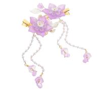 Vaguelly 2pièces Pins à Cheveux Décoratifs Perles Artificielles Style Fleur Avec Pompon Pour Fille Lot De Barrettes