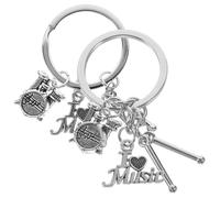 Vaguelly 2pièces Porte-clés Tambour Musical Avec Pendentif Forme De Baguette De Batterie Décoration De Clé Unique Pour Et Batteur