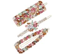Vaguelly 3 Pièces agrafe de couleur Ensemble de trois barrettes pince à cheveux strass briller épingles à cheveux clips fille barrettes à cheveux Épingle à cheveux coups de cheveux Colorful