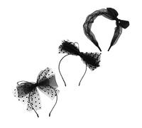 Vaguelly 3 Pièces Bandeau mignon Décor coiffe créative petit groupe cravate Accessoires de cheveux des filles accessoires de cheveux pour femmes dentelle Black