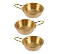 Vaguelly 3 Pièces Bol Coréen à Vin de Riz Anse Doré en Acier Inoxydable | Lot, Service Pratique Cuisine Coréenne, Repas à Maison, Barbecues et Nouilles