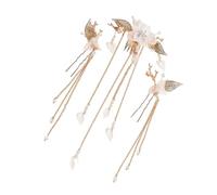 Vaguelly 3 Pièces épingle à cheveux pendentif gland coiffure agrafe queues de cheval hairpin hair clip Coix de cheveux de fleur accessoire de décoration de cheveux alliage Golden