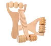Vaguelly 3 Pièces Outil De Rouleau De Massage Tampon Masseurs Rouleau De Jambe Trousse Masseur De Balle De Pied La Roue Massage Des Pieds Pie Bras Patin à Roulettes En Bois Beige