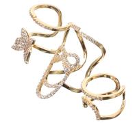 Vaguelly 3pièces Bagues Pour Ongles Zircon Micro-incrusté Doré Amovibles Lot Pour Nail Art Quotidien Et Occasions Spéciales