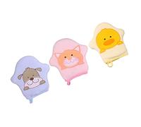 Vaguelly 3pièces Moufles Éponge De Bain Garçon Fille Cartoon Doux Pour Bain Et Gommage Couleurs Assorties Jaune Bleu Rose Munis Pour Suspension Facile