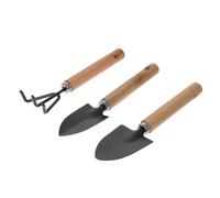 Vaguelly 3Pièces Outils de Jardin Miniatures Fer et Pelle Râteau et Griffe pour Jardinage et Camping Couleur Noir