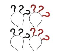 Vaguelly 4 pièces Bandeaux Créatifs avec Point Interrogation Accessoires de Fête Originaux pour Coiffure Amusante Lot de Rouge et Noir Serre-tête Mode pour Filles et Événements Festifs