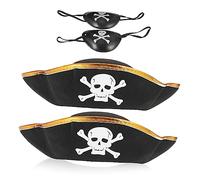Vaguelly 4 Pièces Chapeau et Bandeau Pirate Cosplay pour Garçon Fille et Adultes Accessoires Costume Pirate Décorations Légères pour et Spectacles