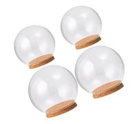 Vaguelly 4 Pièces Couvercle en Verre Fleur Stabilisée Ornement Protecteur De Fleurs Enceinte Afficher Poupée Décorations Couverture Transparent en Bois