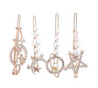 Vaguelly 4 pièces Lot de Barrettes Métalliques Strassées Étoiles et Lunes Accessoires Cheveux Dorés Décoratifs pour Filles et Mariages Épingles Cheveux Élégantes Faciles à Poser