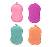 Vaguelly 4 pièces Lot de Éponges de Bain pour Garçon Fille Forme Arachide Exfoliantes et Colorées Outils de Bain pour et Filles Pratique et Ludique