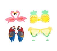 Vaguelly 4 pièces Lunettes de Soleil Flamingo Ananas et Perroquet Accessoires de Fête été Lunettes Hawaïennes Amusantes pour Photos et Activités Extérieur