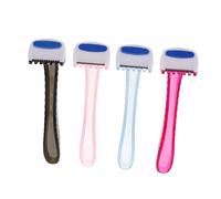 Vaguelly 4 Pièces Outil de Rasage Compact Épilateur Manuel pour Élimination des Poils Corps et Visage Rasoir Mini Portable Noir Rouge Bleu Rose