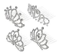 Vaguelly 4 Pièces Peigne à cheveux couronne strass Mariage épingle à cheveux française couronne princesse couronne de princesse mini pinces à cheveux diadème couronnes avec peigne alliage