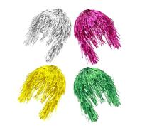 Vaguelly 4 pièces Perruque Bouclée Colorée Tinsel de Or Rose Vert pour Cosplay et Événements Spéciaux Confort Optimal pour Port Prolongé