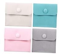 Vaguelly 4 pièces Pochettes à Bijoux Flanelle avec Bouton Pression Lot Rangement pour Colliers Bracelets Boucles Doreilles et Bagues Protection Rayures Portable pour Maison et Voyage