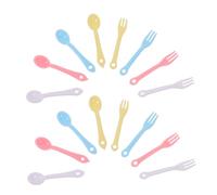Vaguelly 40 Ensembles Miniature Dollhouse Tableware Set Mini Kitchen Accessories Realistic Plastic Spoons Forks for Creative Dollhouse Decor and Educational Play