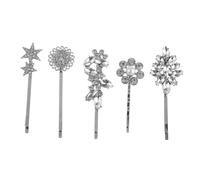 Vaguelly 5 pièces Set de Barrettes Cheveux Étoile Fleur Argentées Accessoires et Élégants Décoration pour Styles