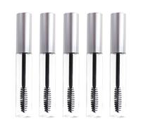 Vaguelly 5 Pièces Tube Mascara Vide Transparent avec Couvercle Argenté Flacon Portable pour Crème Cils et Maquillage Yeux Lot pour Voyage et DIY