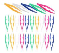 Vaguelly 50 pièces Lot de Pinces à Épiler Plastique Colorées pour Garçon Fille Mini Pinces Légères Jaune Blanc Bleu Rose Vert Ergonomiques pour Perles Loisirs Créatifs et Projets DIY