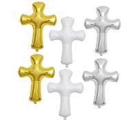 Vaguelly 6 pièces Ballons de Baptême Décoratifs Forme de Croix Décorations Géantes pour Communion et Célébrations Religieuses